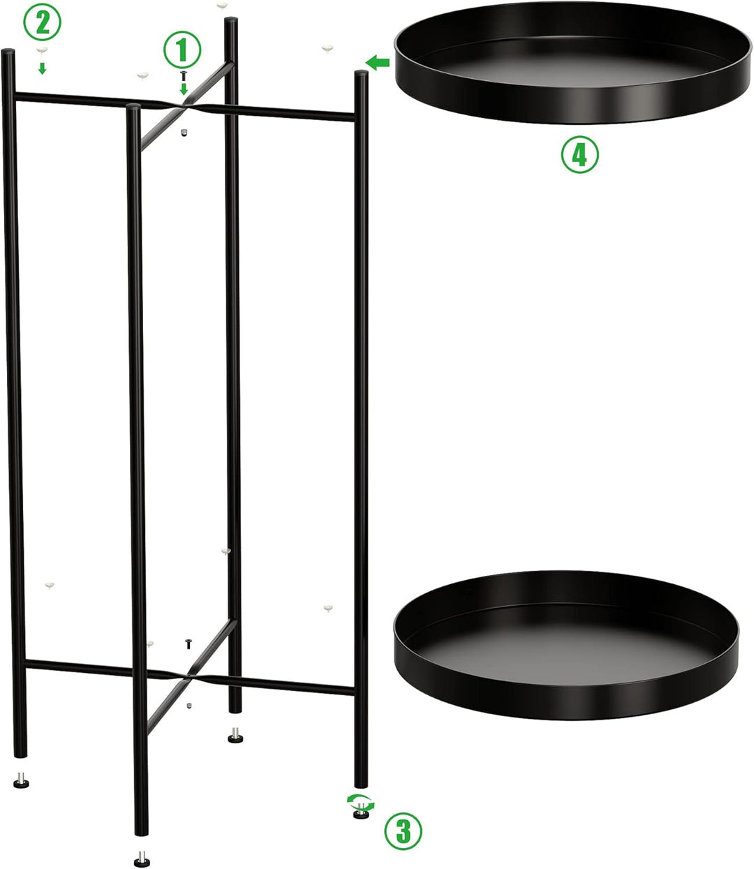 Ovicar Pflanzenständer für drinnen und draussen, Metall, Blumentopfhalter, Tisch, 2 Etagen, hoch, ro