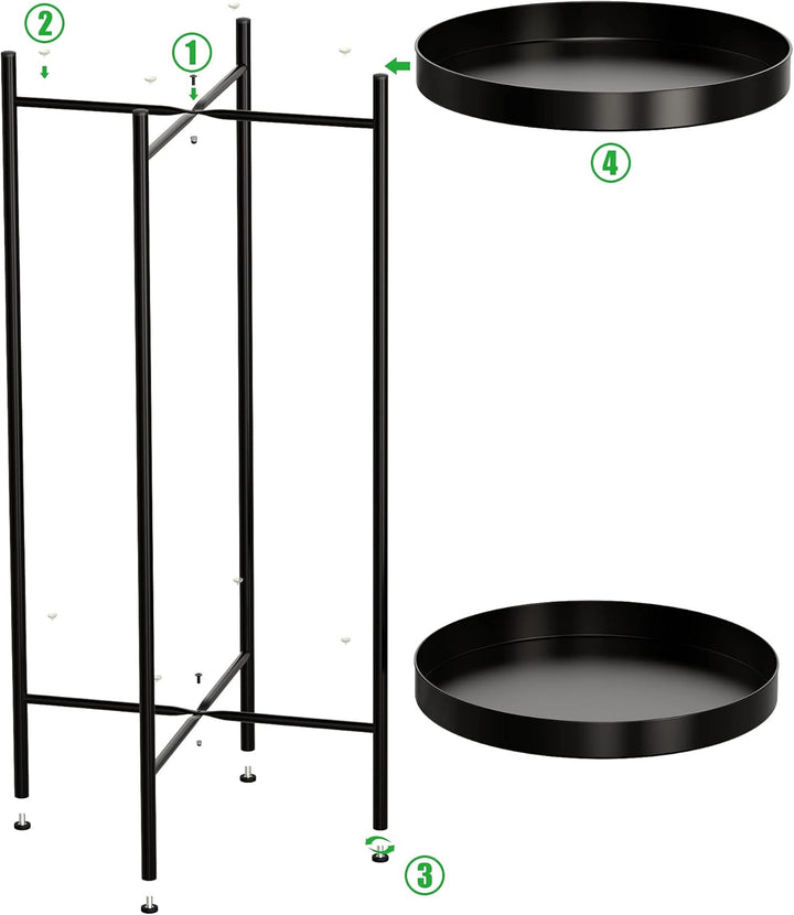 Ovicar Pflanzenständer für drinnen und draussen, Metall, Blumentopfhalter, Tisch, 2 Etagen, hoch, ro