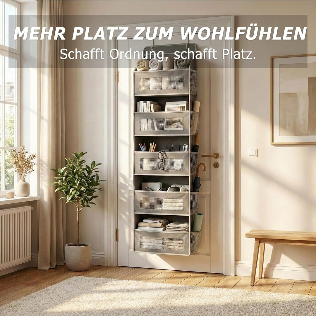 Hängeorganizer für die Tür, Upgrade Türorganizer mit 5 Fächern, Grosses Hängeregal, Faltbares Aufbew