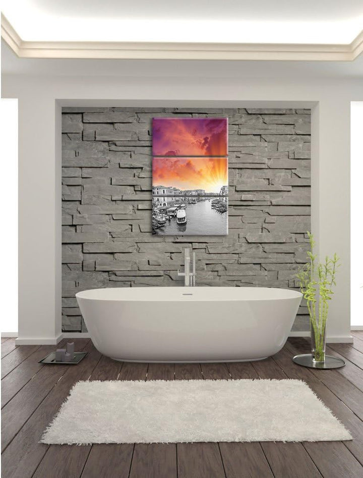 Pixxprint altmodische Wasserstrasse in Venedig als Leinwandbild/Grösse: 3 Teilig (120x80 cm) cm/Wand