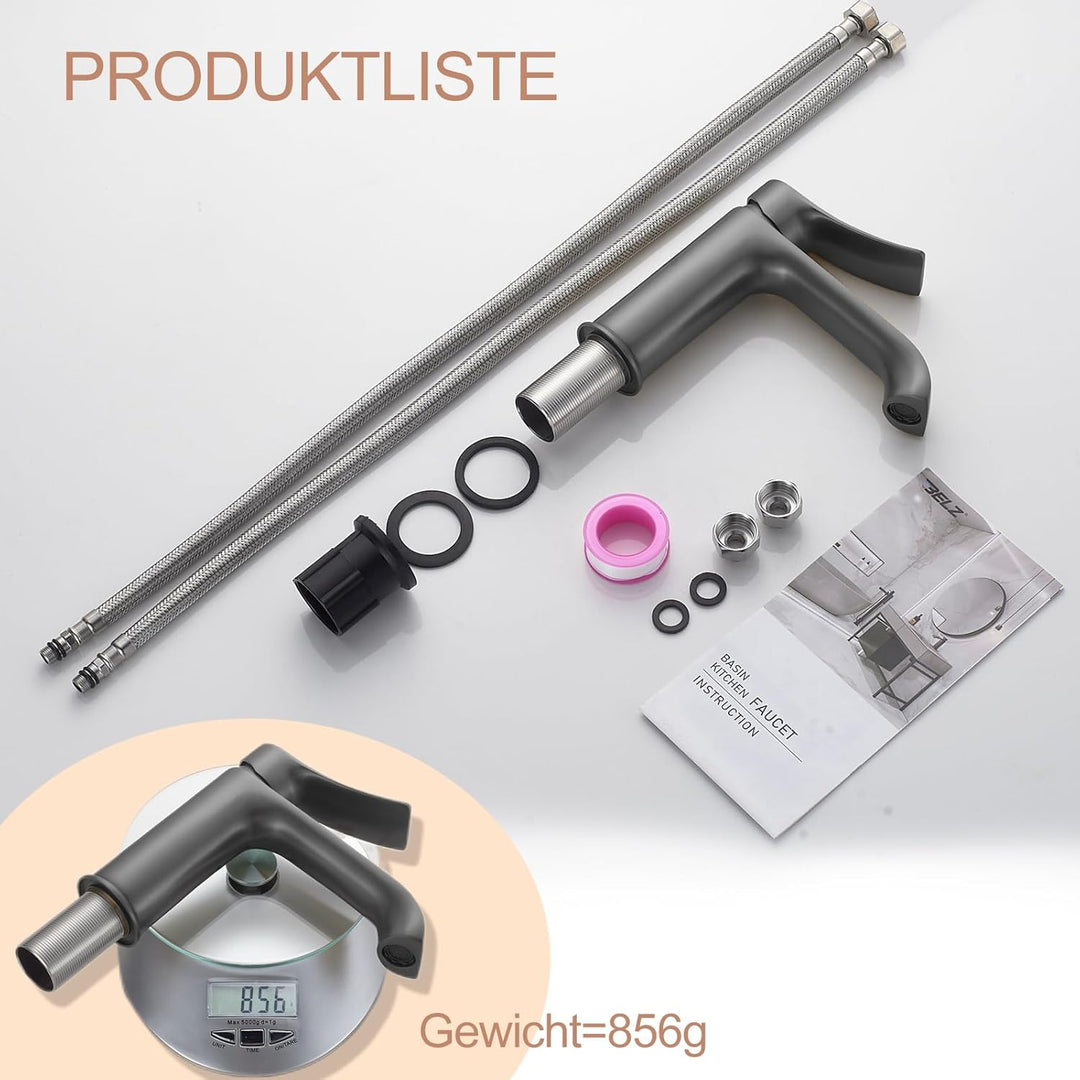 BELZ Wasserhahn Bad, Einhebel Waschtischarmatur, Waschbecken Armaturen, Armatur Badezimmer, Mischbat