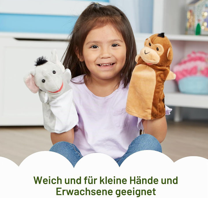 Melissa &amp; Doug - Handpupppen-Set Safari Freunde, 6 Handfiguren, Für fantasievolles Puppenspiel, Für