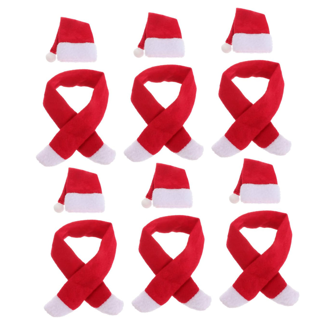 SEWACC Mini-Weihnachtsmütze Und Schal Weinflaschenhüllen 6Er Set Mini-Weihnachtsmütze Schal Flaschen