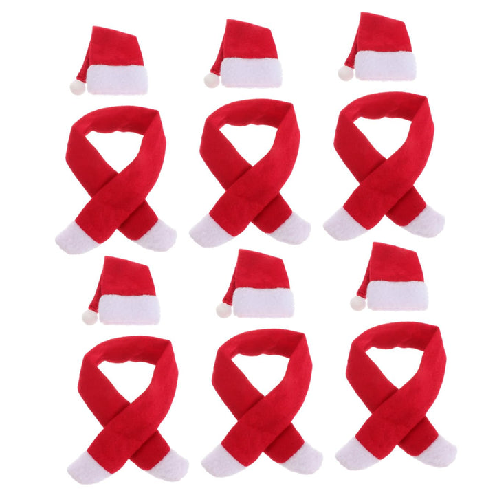 SEWACC Mini-Weihnachtsmütze Und Schal Weinflaschenhüllen 6Er Set Mini-Weihnachtsmütze Schal Flaschen
