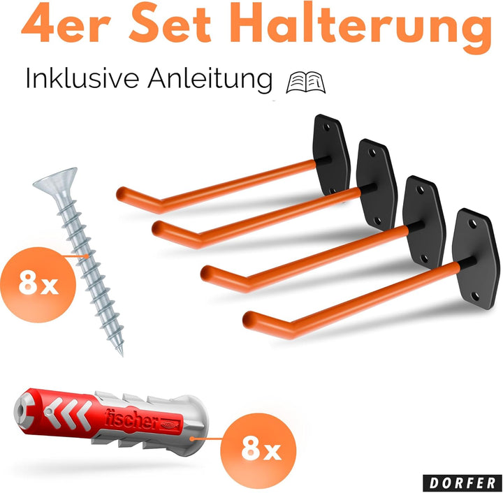𝗗𝗢𝗥𝗙𝗘𝗥 Reifen Halterung Wand I 4er Set Wandhalterung Autoreifen und Felgen inkl. Deutschen Marken-Dü
