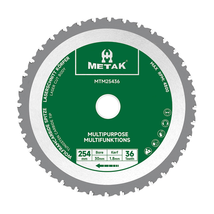 METAK HM Multifunktions Kreissägeblatt 254x30 mm für Holz, Metall, Aluminium | Multi Material Sägebl
