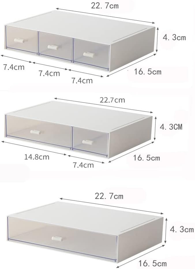 3 Stück Schreibtisch Organizer mit 6 Schubladen, Stapelbare Schubladenbox, Schreibtisch Organisation