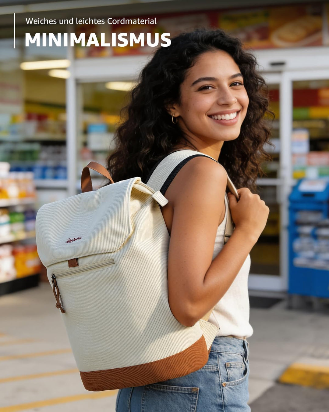 Rucksack Damen & Herren, Mattleder Tagesrucksack mit 15,6" Laptopfach, Eleganter City und Business B