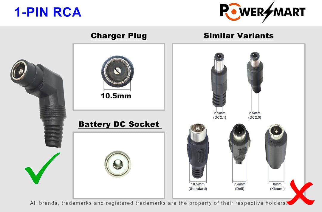 PowerSmart® 2A Ladegerät Netzteil 42V RCA für 36V Phylion/Joycube Akkus
