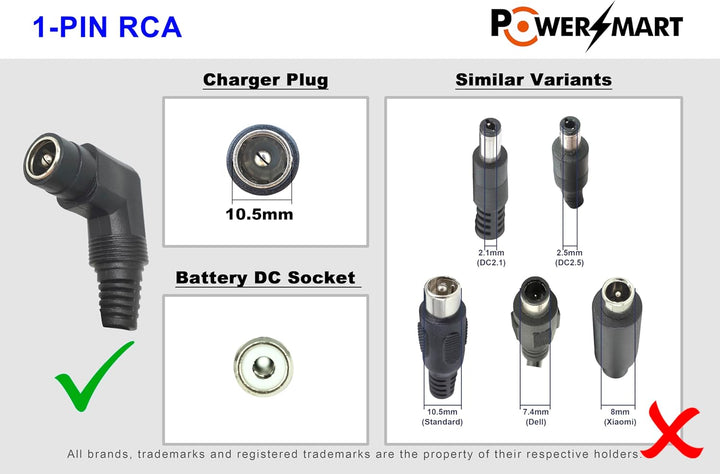 PowerSmart® 2A Ladegerät Netzteil 42V RCA für 36V Phylion/Joycube Akkus