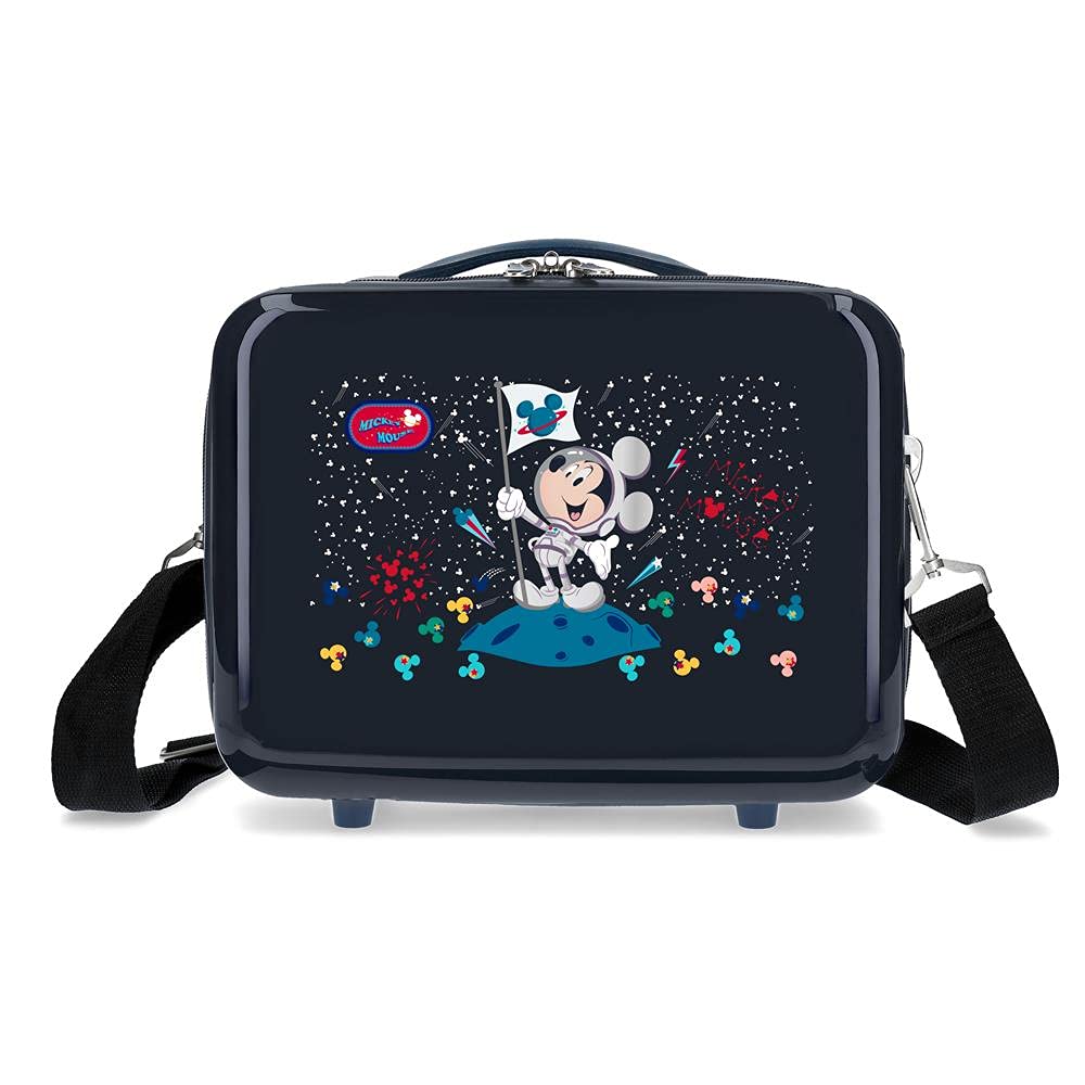 Disney Mickey on The Moon Kulturbeutel, anpassbar, mit Umhängetasche, Blau, 29 x 21 x 15 cm, starr,