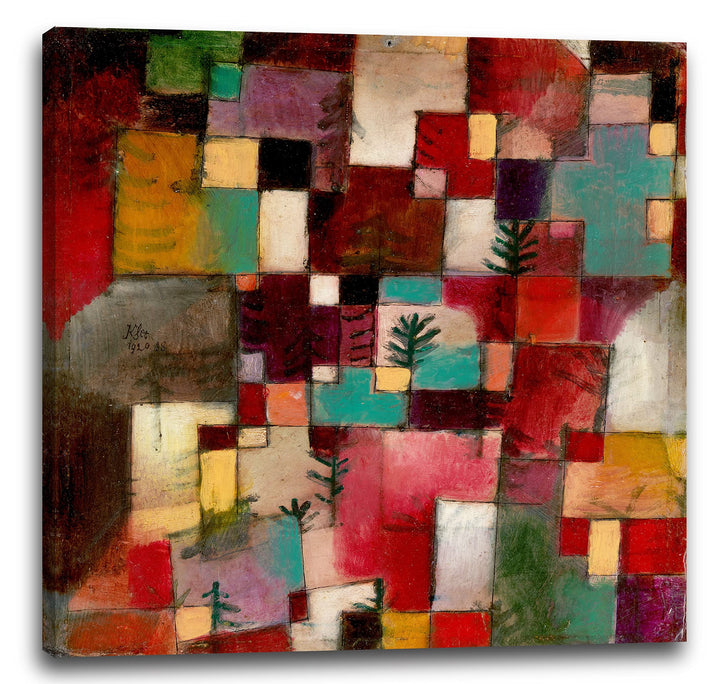 Printed Paintings Leinwand (60x60cm): Paul Klee - Rotgrüne und Violett-gelbe Rythmen (1920) 60x60 cm