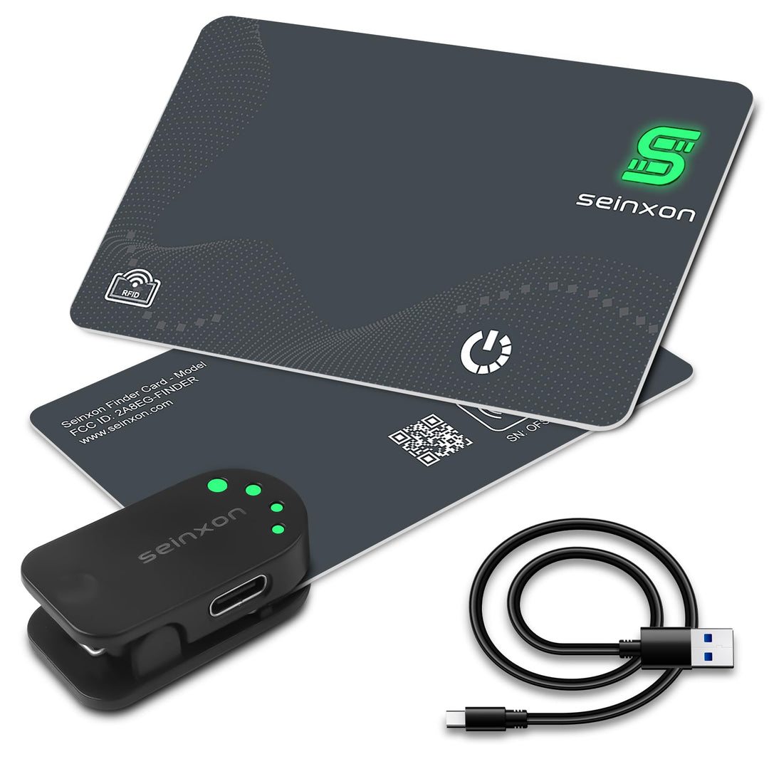 Wallet Finder RFID-Blockierkarte, IP68, Artikel-Tracker mit Ladeclip, Wiederaufladbar funktioniert m