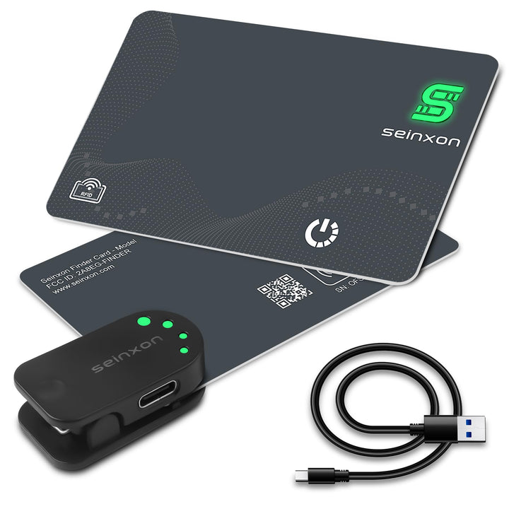 Wallet Finder RFID-Blockierkarte, IP68, Artikel-Tracker mit Ladeclip, Wiederaufladbar funktioniert m