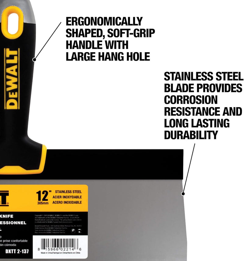 DEWALT DXTT-2-137 Taping Messer, Edelstahl, mit weichem Griff, 30,5 cm 12-Inch, 12-Inch