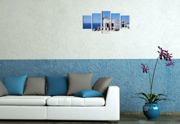 Bilderdepot24 Bild auf Leinwand | Griechische Mühle in 70x50 cm als Wandbild | Wand-deko Dekoration