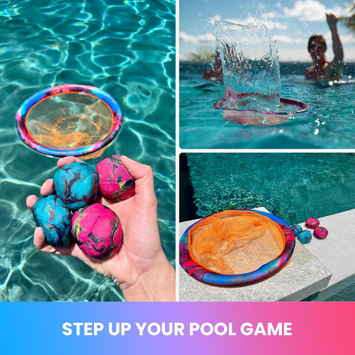 Waboba Dunk oder Dive Pool-Spielzeug-Wurfspiel – Schwimmringnetz und Tauchball-Set – für Schwimmbäde