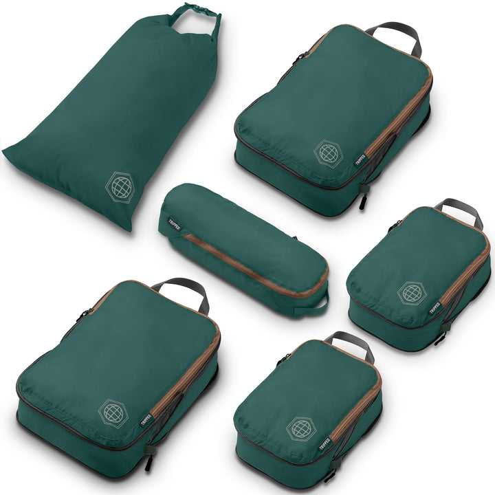 TRIPPED Travel Gear Reise-Kompressions-Packwürfel, Koffer- und Rucksack-Organizer für Kleidung, Grün