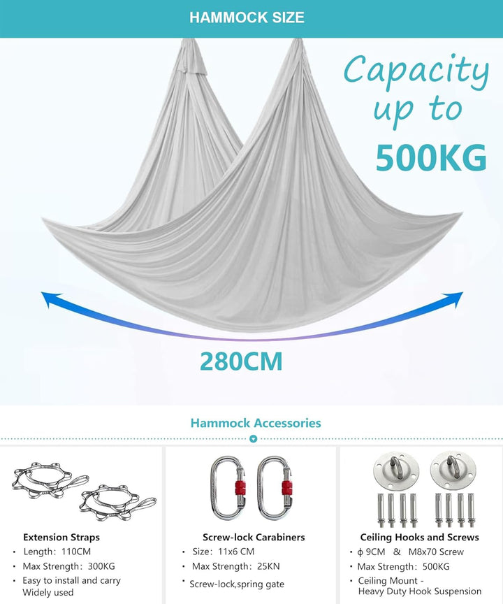 Yoga-Set für Erwachsene, Yoga-Zubehör, 500 kg Belastung, inkl. Kompletter Installationshardware Purp