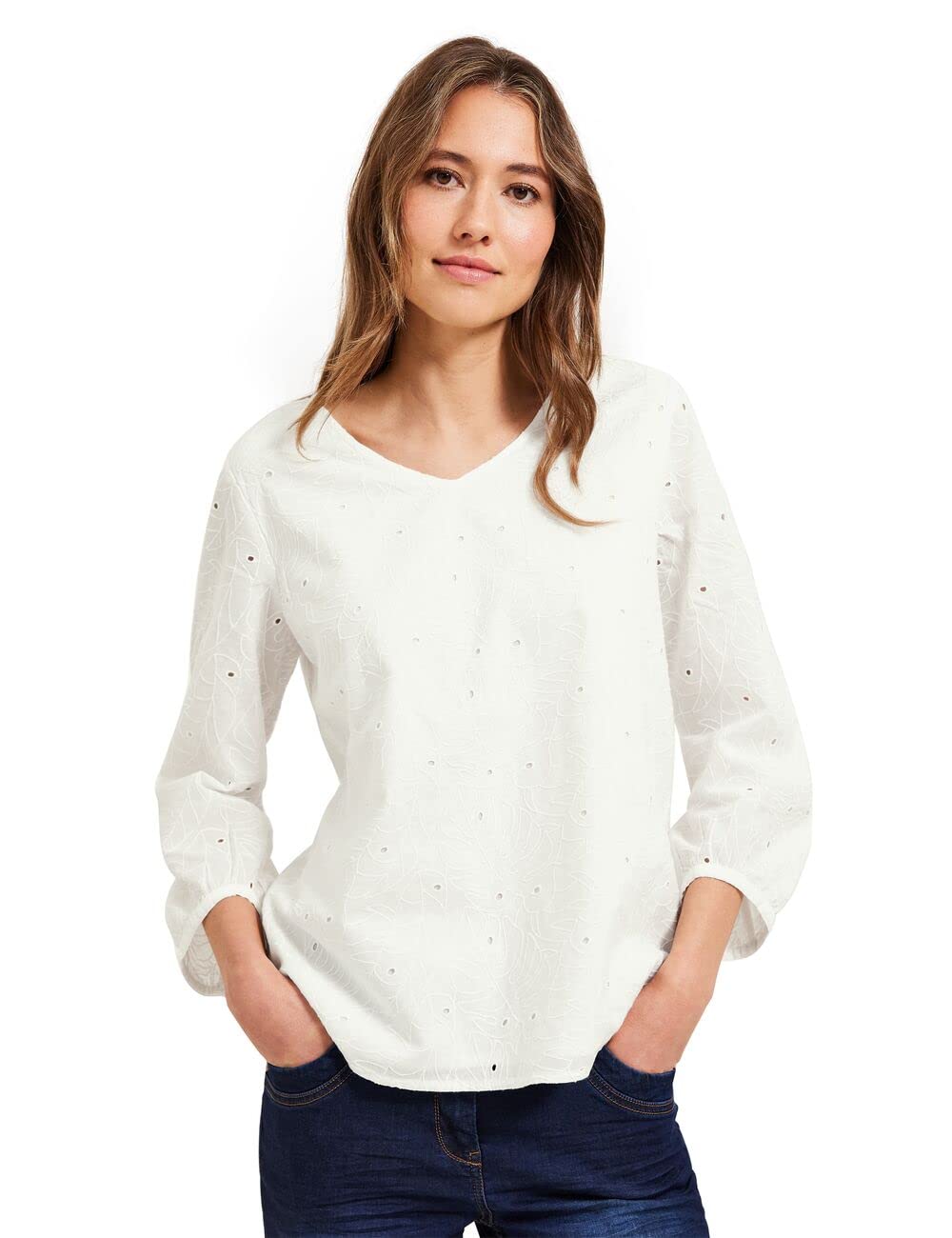 Cecil Damen Sommerbluse 3/4 S Vanilla White, S Vanilla White
