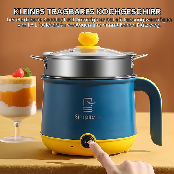Elektrischer Hot Pot Mit Dampfgarer, Elektrische Hot Pot 1.8 L, Tragbare Mini Antihaft Multikocher,