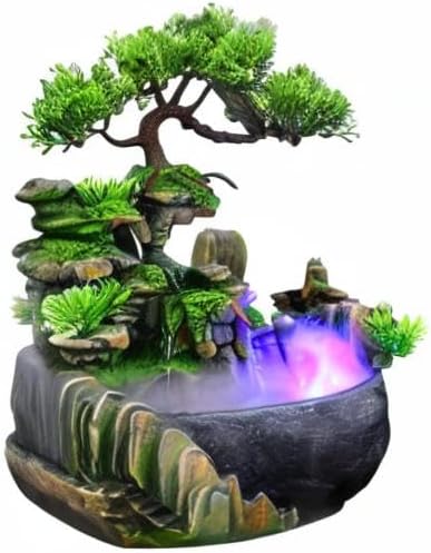 TFCFL Zimmerbrunnen Grüne Pflanze Brunnen Gartenbrunnen Springbrunnen Led Beleuchtung Outdoor Brunne