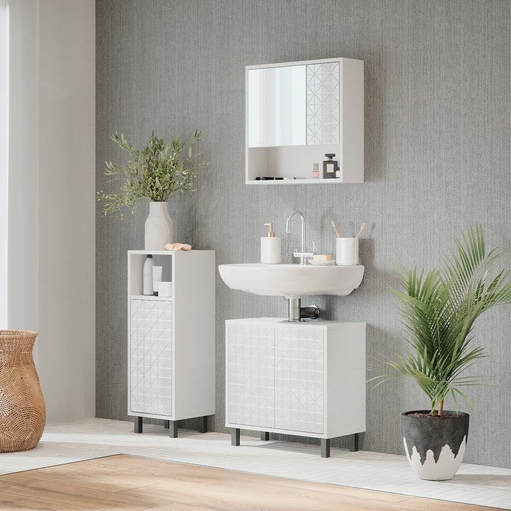 Vicco Midischrank Agasta, Weiss Hochglanz, 30 x 87.2 cm Weiss Hochglanz Badschrank, Weiss Hochglanz