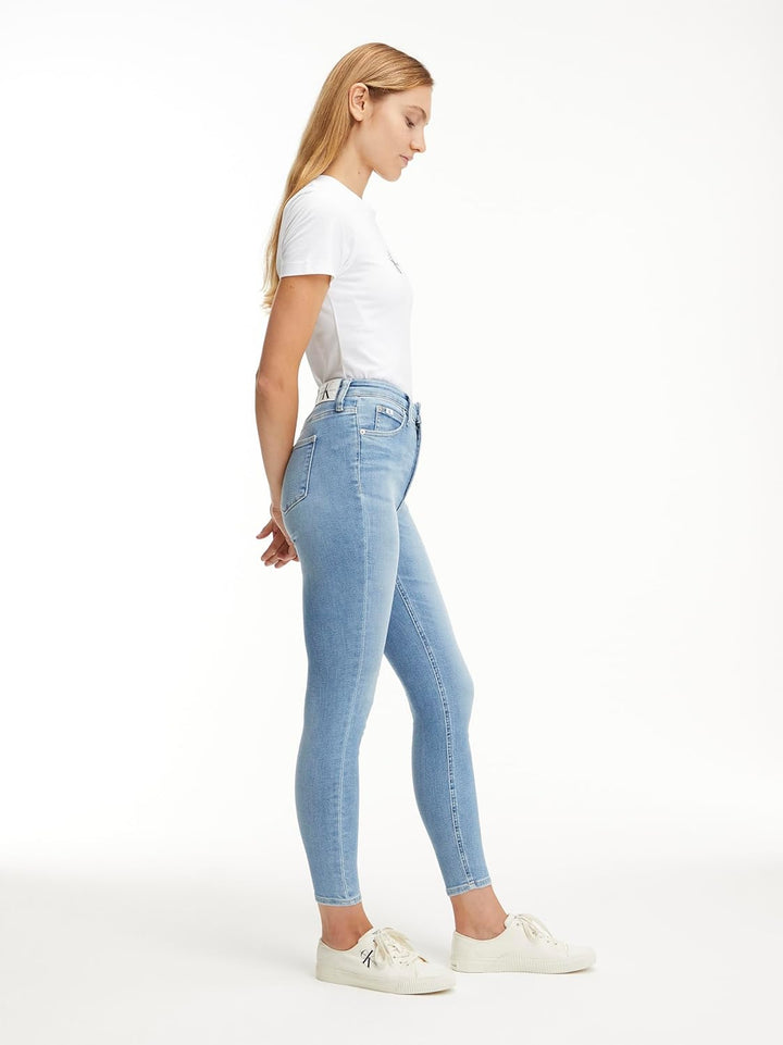 Calvin Klein Jeans Damen Hohe Taille, Super Skinny Knöchel Hose 32 Denim Light, 32 Denim Light
