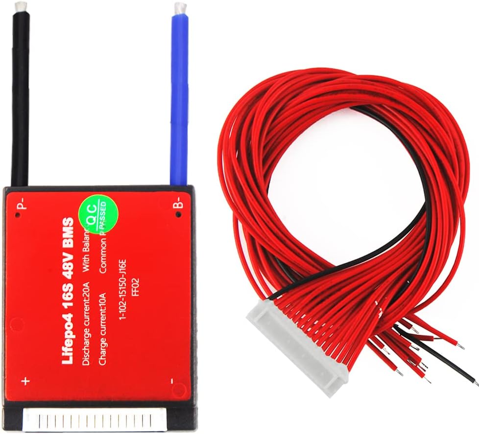 TECNOIOT 1PCS 16S 48V 20A LiFePO4 Lithium-Batterie-Schutzplatine BMS-Leiterplatte mit Balance, 16S