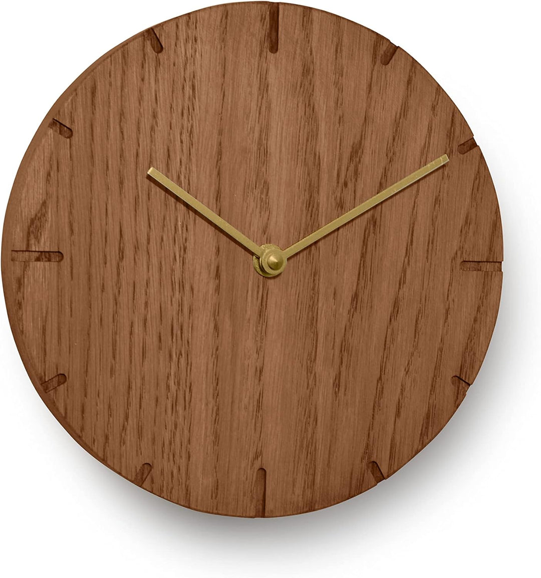 Natuhr Wanduhr Eiche rustikal Holz Solide 20 cm Mini Massivholz, geräuscharmes U.T.S. Uhrwerk (Räuch