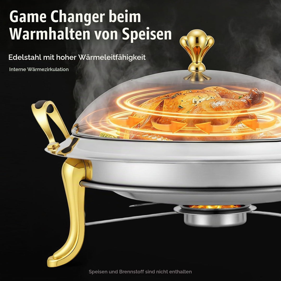 3Liter Speisewärmer Chafing Dish Warmhaltebehälter Wärmebehälter für Haushalt Cafeterias Hotelrestau
