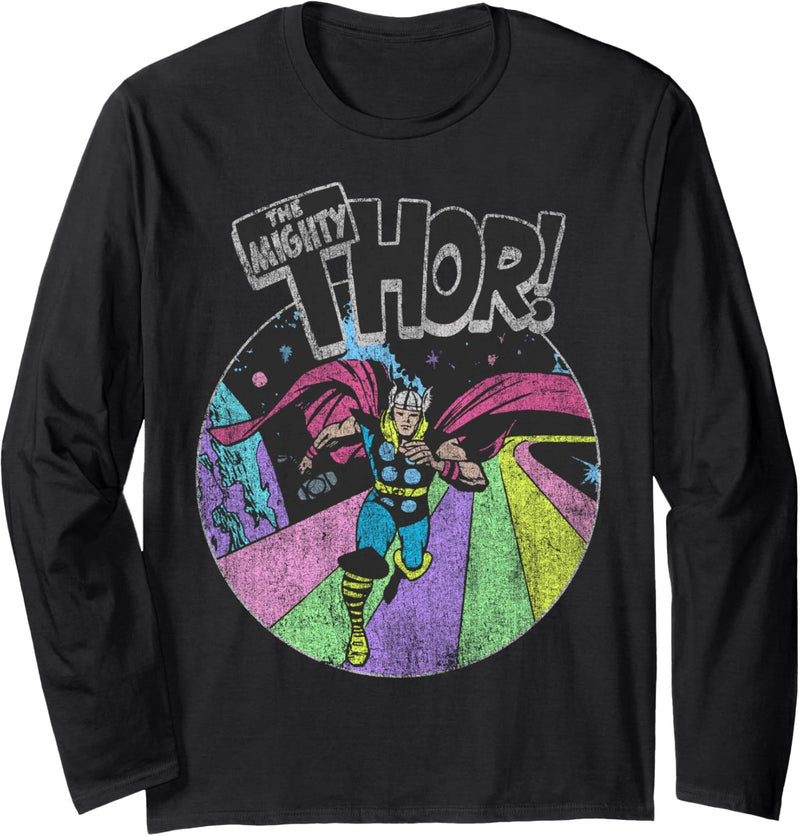 Marvel Avengers The Mighty Thor Distressed Retro Portrait Langarmshirt