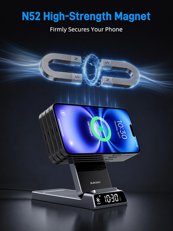 Mag-Safe Ladestation für Apple Watch und iPhone, 3 in 1 Induktive Ladestation ladegerät für iPhone 1