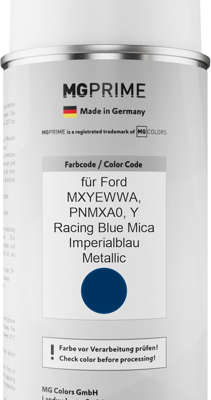 MG PRIME Autolack Sprühdosen Set für Ford MXYEWWA / PNMXA0 / Y Racing Blue Mica/Imperialblau Metalli