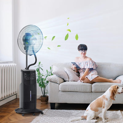 HOMCOM Standventilator mit 3,1 Liter Wasserkühlung 3 Modi Nebelfunktion 90 W Ventilator Lüfter Verst