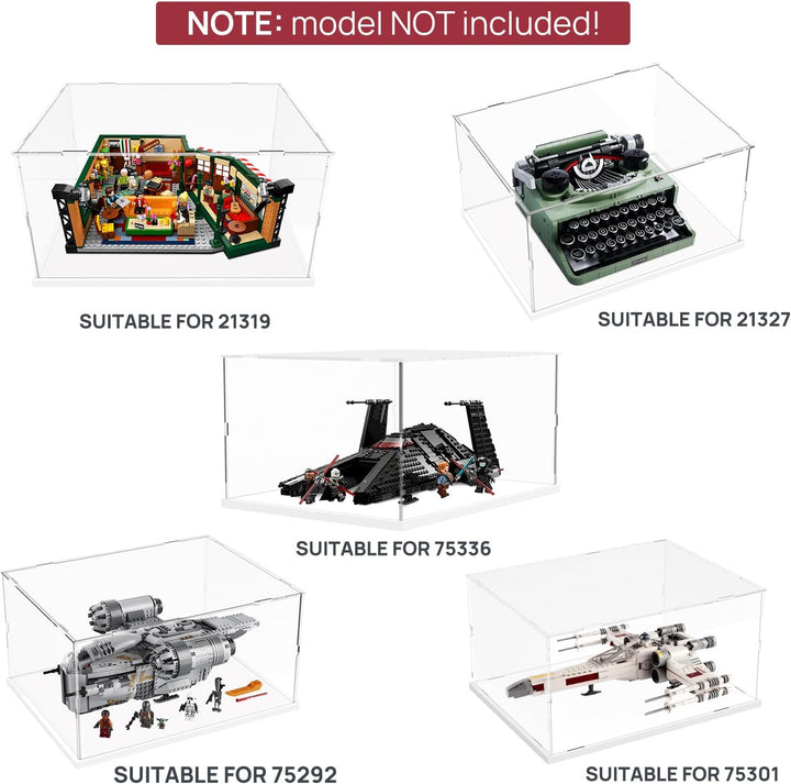 Nynelly Vitrine für Sammlung, Vitrine für Figuren, Vitrinenbox aus Acryl, Transparent, mit weisser B