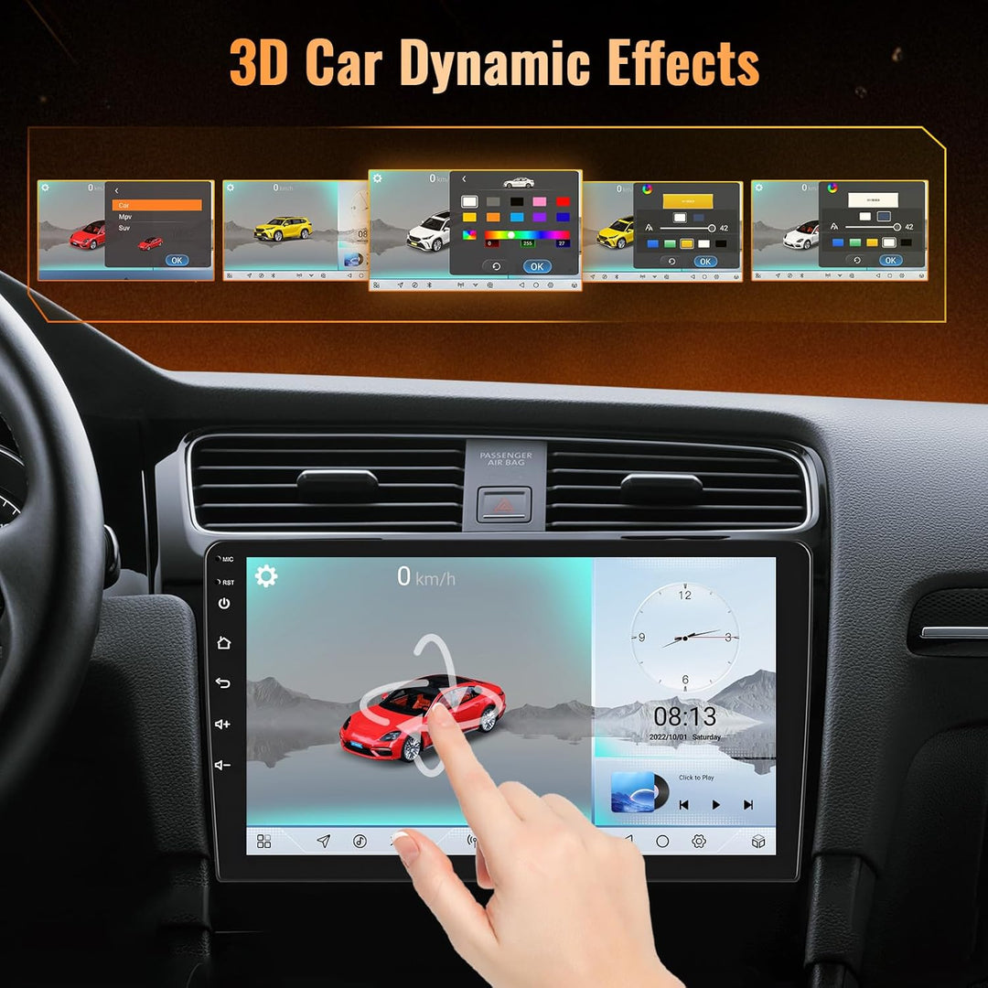Hikity Qualcomm Snapdragon 8 Core 4+64G Android 15 Autoradio 2 Din Wireless CarPlay Android Auto QLE