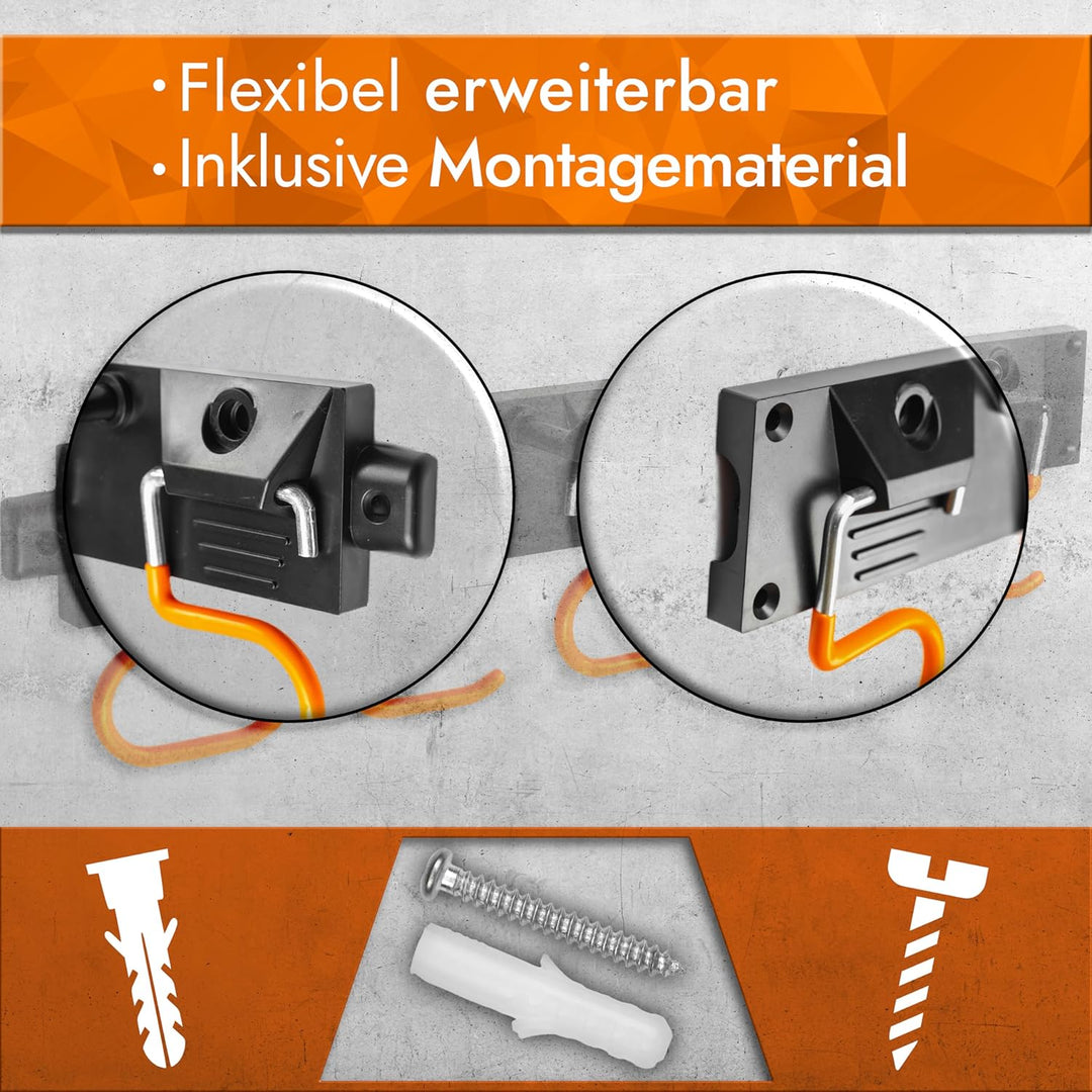 Gartengerätehalter [2x40cm] Werkzeug Organizer mit rutschfesten Haken – Gerätehalter für Besen, Hack