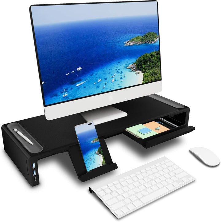 OImaster Monitorständer Riser, Faltbarer Computer-Monitorerhöhung, Computerständer mit Aufbewahrungs