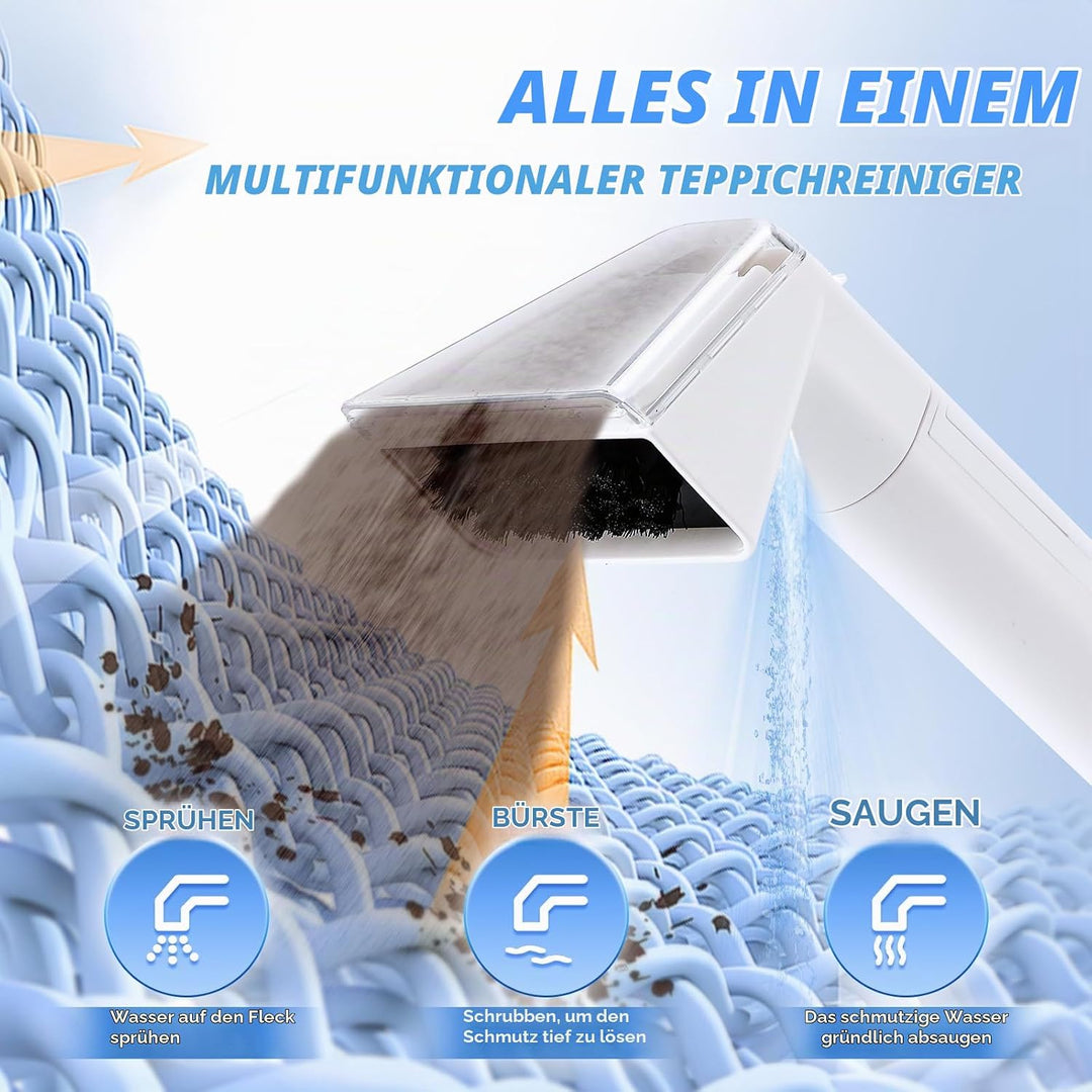 Moongiantgo Waschsauger Teppichreiniger mit Dampf/Warm/Kaltemwasser 1300W Fleckenreiniger mit 13kPa