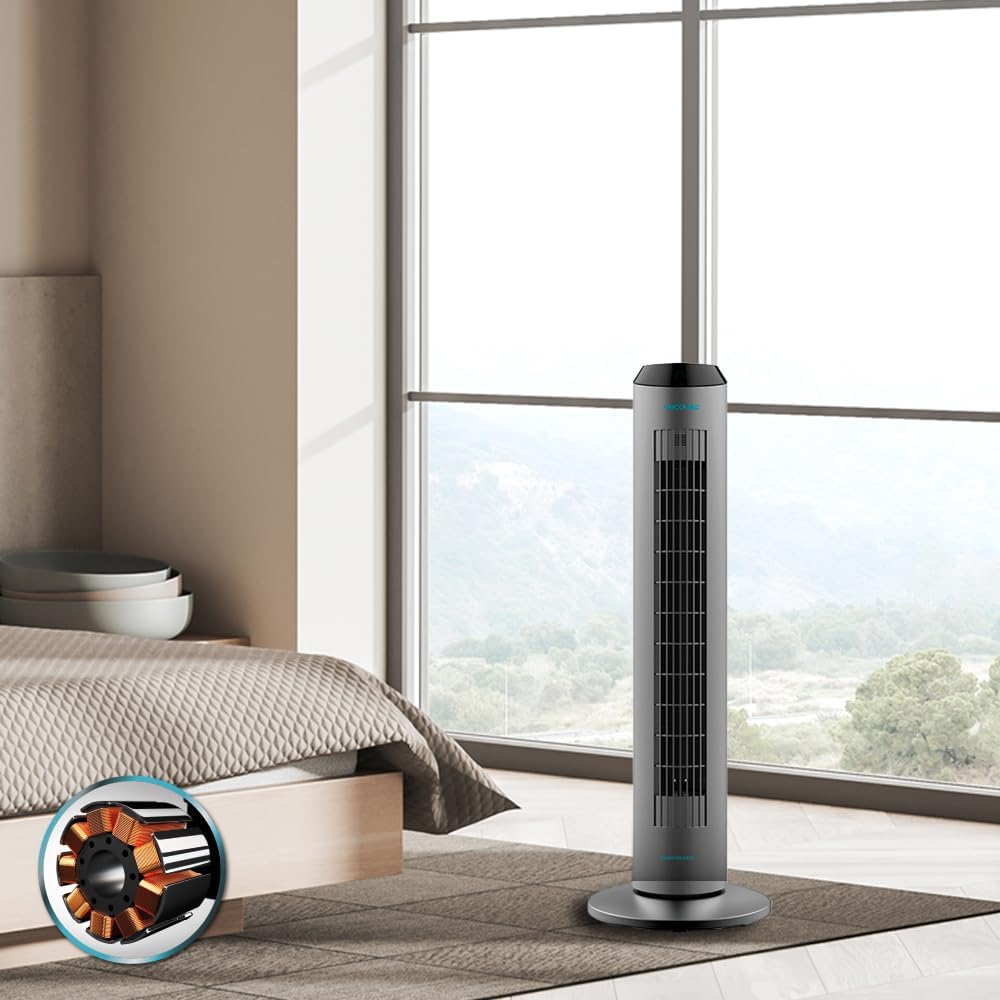 Cecotec Digitale Turmventilator mit Fernbedienung und Timer EnergySilence 8190 Skyline Ionic, 60 W,