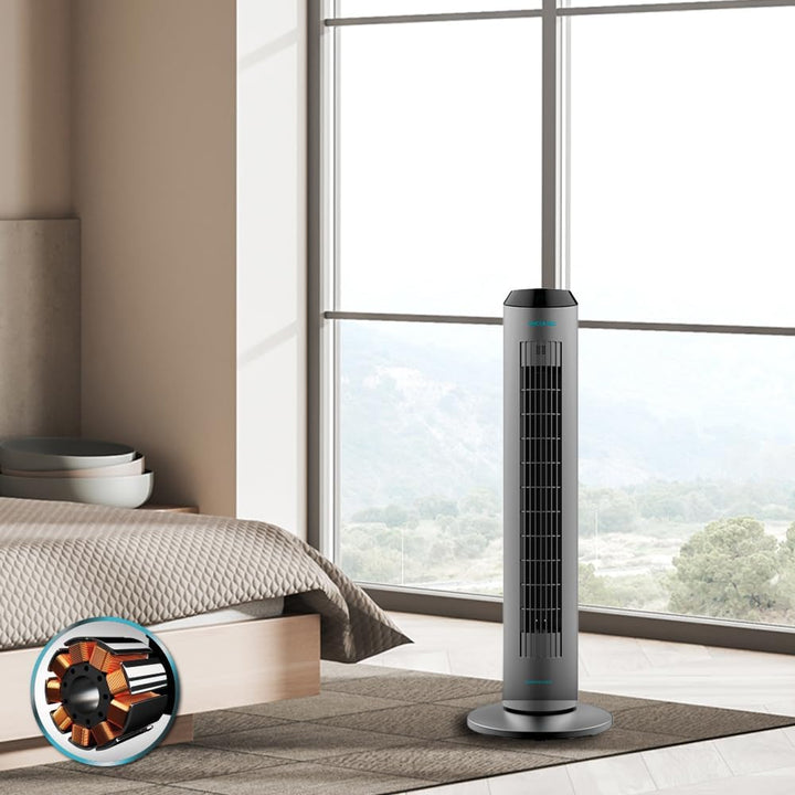 Cecotec Digitale Turmventilator mit Fernbedienung und Timer EnergySilence 8190 Skyline Ionic, 60 W,