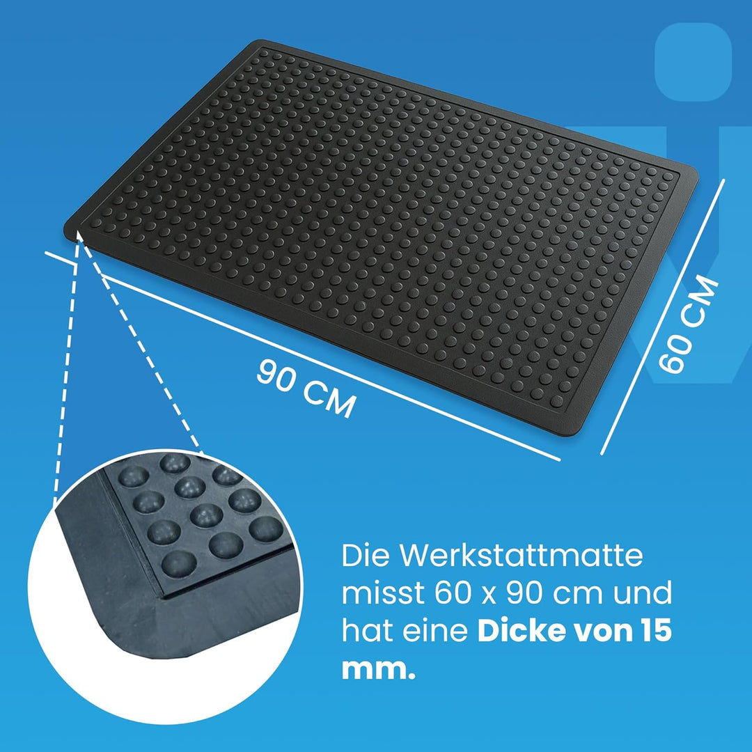 Ergonomische Arbeitsplatzmatte - Anti-Ermüdungsmatte - 60x90cm - 15mm Noppen 60 x 90 cm / Schwarz, 6