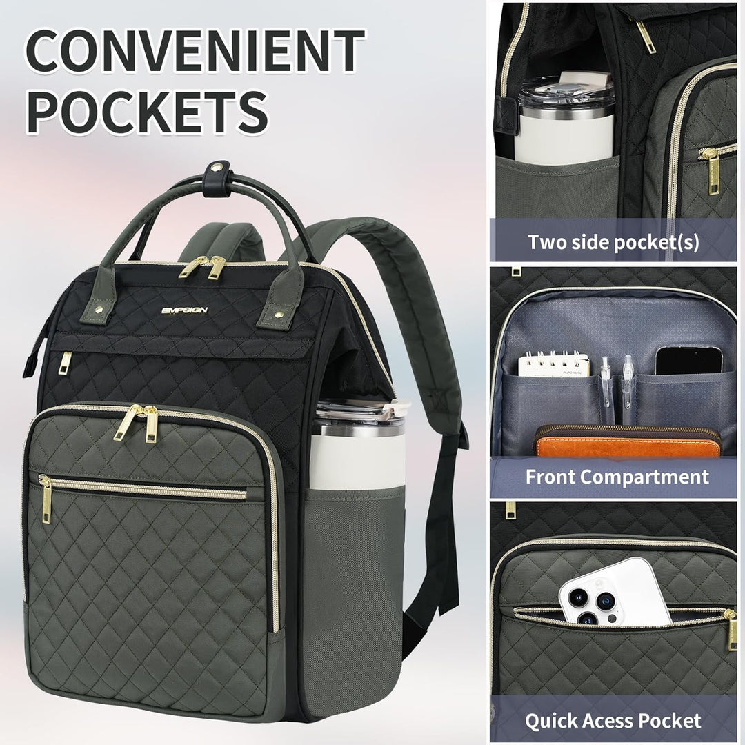 EMPSIGN 17-Zoll-Laptop-Rucksack für Damen, ideal für Arbeit, Reisen und Uni, geräumig, wasserabweise