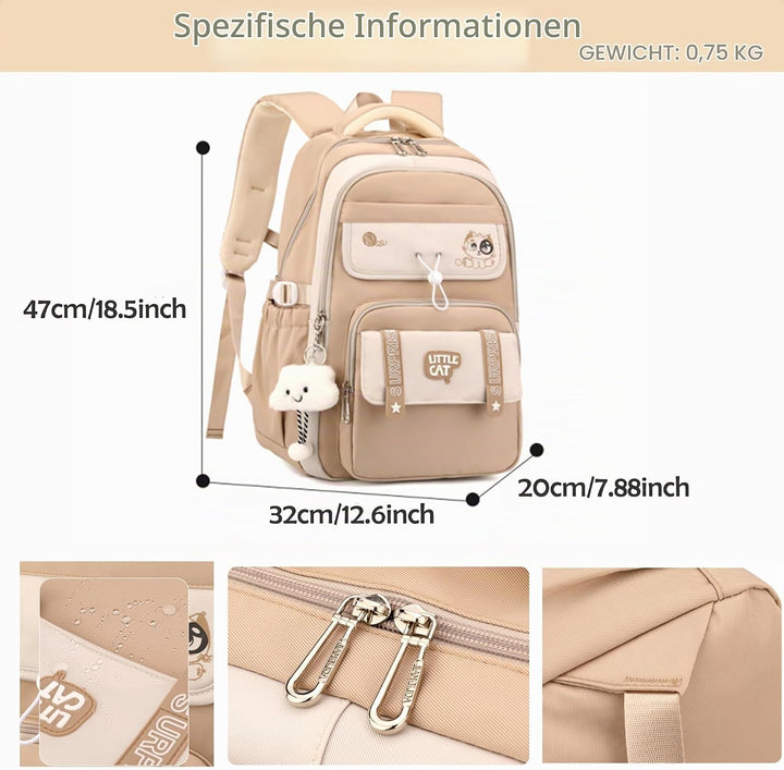 ibalulu Schulrucksack Teenager Mädchen Schulranzen Rucksack Wasserdicht für Mädchen Jungen, Gross Sc