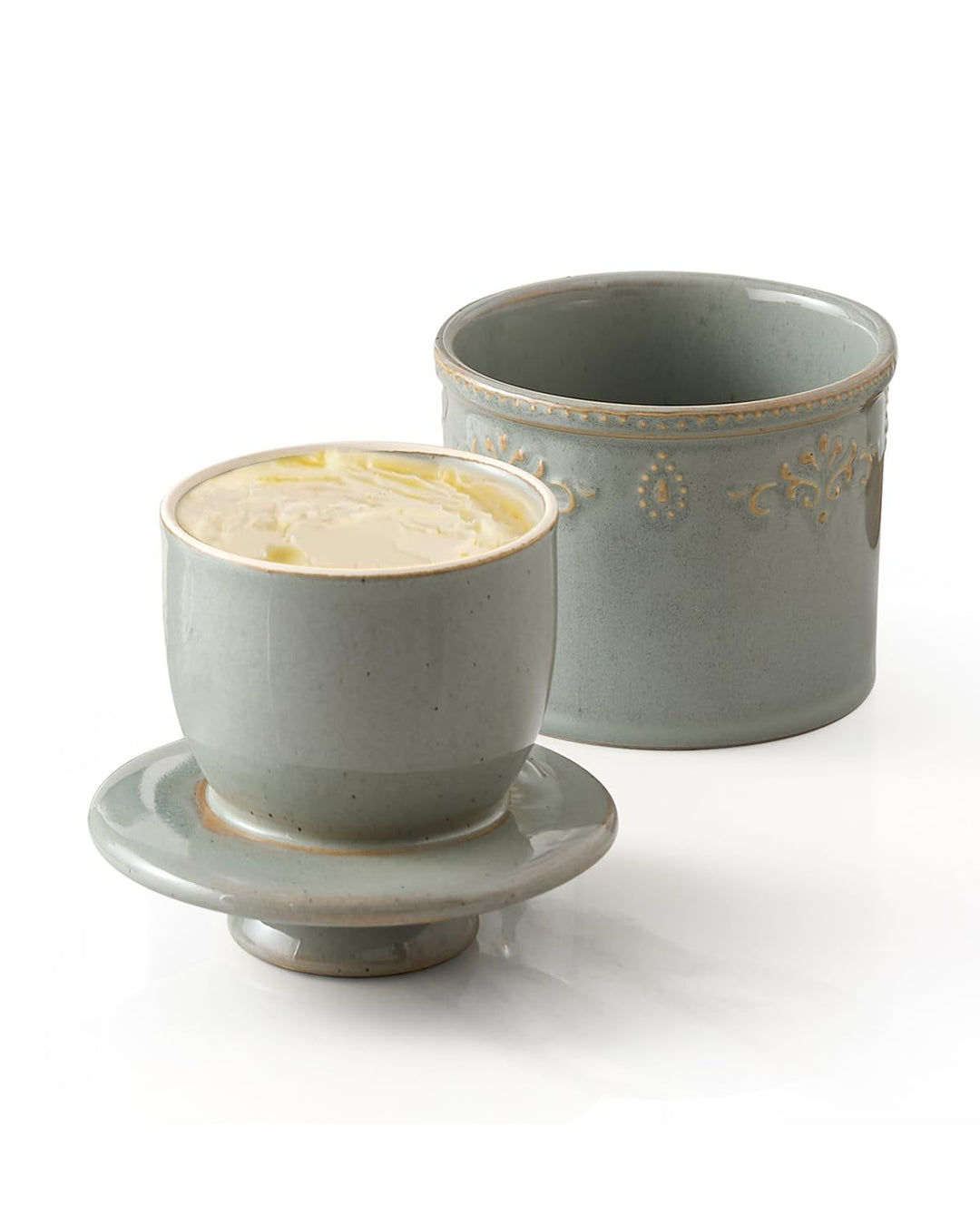 HOME DECOR Butterdose Keramik, Butterglocke mit Deckel, Französische Butterdose für Frische und Stre