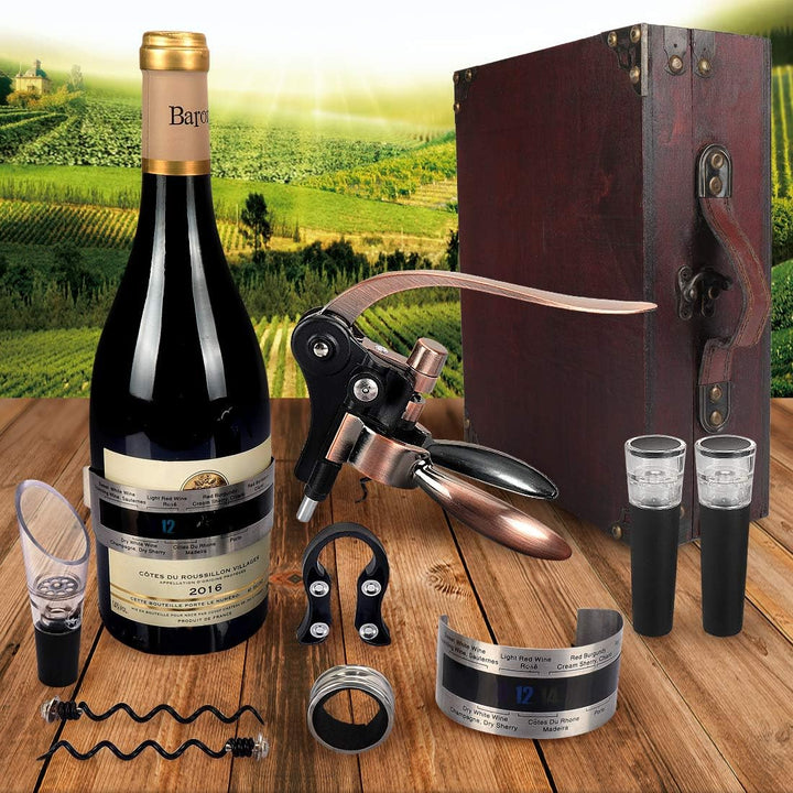 ZBPASL Korkenzieher Set in Holzkiste Geschenk,Luxus Weinöffner,Wein Sommelier Sets mit Flaschenöffne
