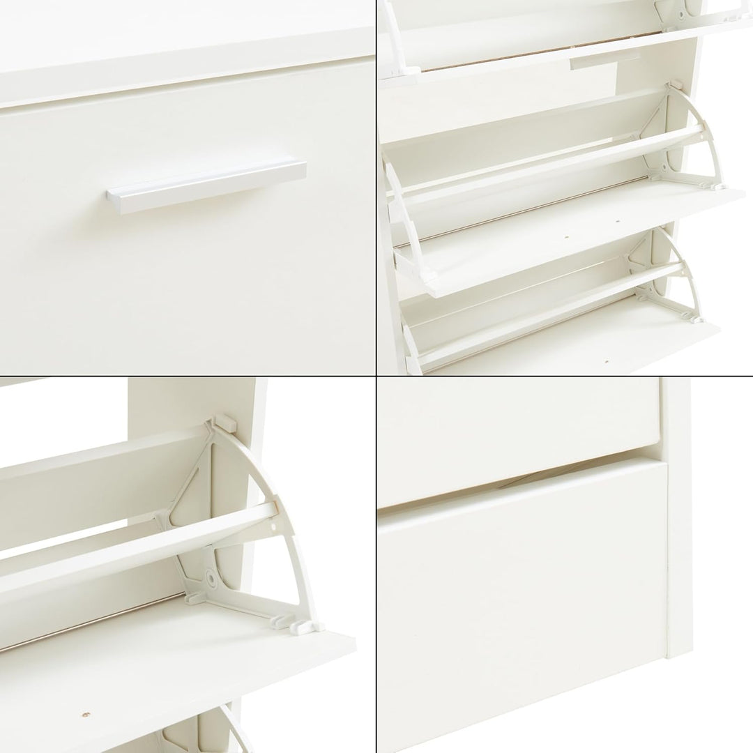 [en.casa] Schuhschrank Sykkylven Schuhkipper mit 3 Klappen Schuhkommode für 12 Paar Schuhe 103 x 60