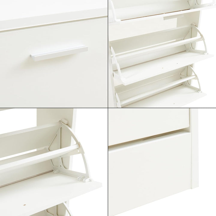 [en.casa] Schuhschrank Sykkylven Schuhkipper mit 3 Klappen Schuhkommode für 12 Paar Schuhe 103 x 60