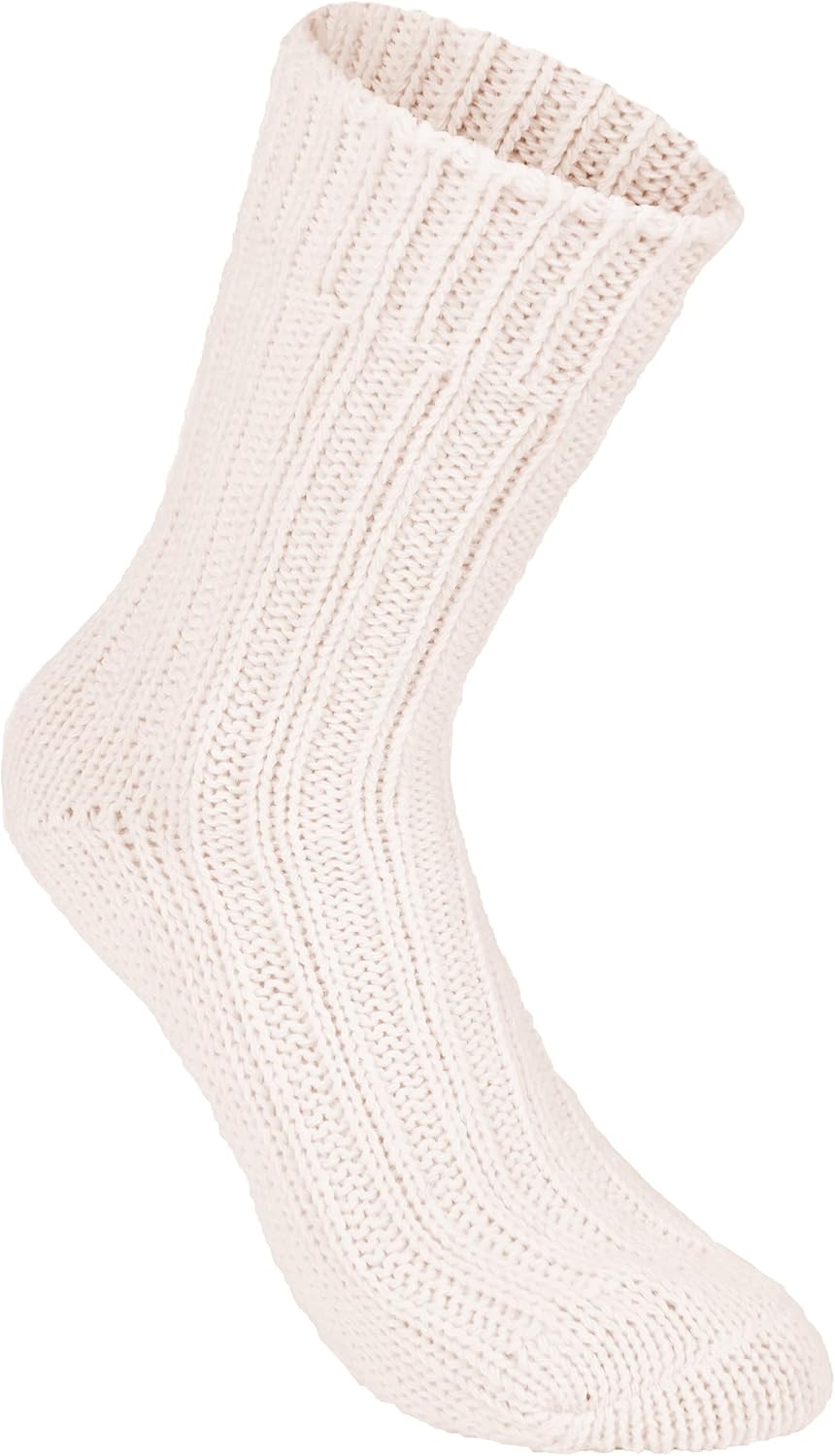 Brubaker 4 Paar Alpaka Socken sehr dick flauschig und warm - reine Alpakawolle 39-42 Beige- und Rosa